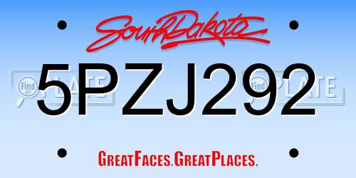 5PZJ292 South Dakota License Plate