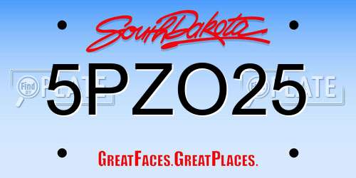 5PZO25 South Dakota License Plate