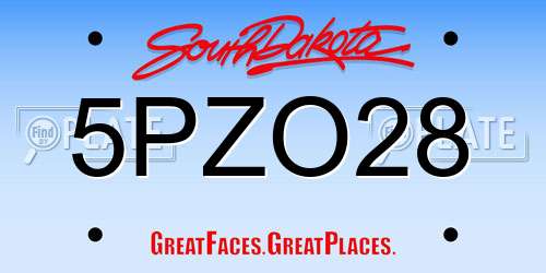 5PZO28 South Dakota License Plate