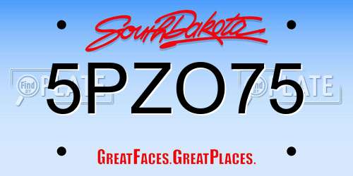 5PZO75 South Dakota License Plate