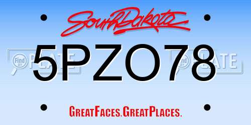5PZO78 South Dakota License Plate