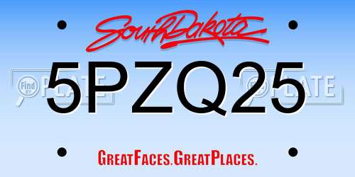 5PZQ25 South Dakota License Plate