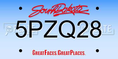 5PZQ28 South Dakota License Plate