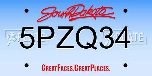 5PZQ34 South Dakota License Plate