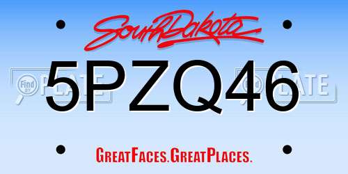 5PZQ46 South Dakota License Plate