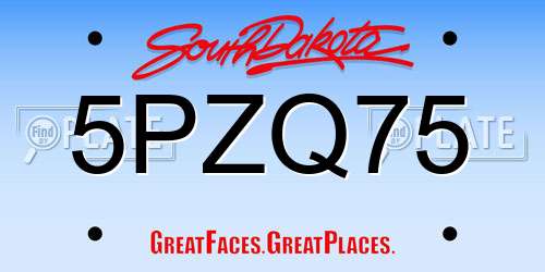 5PZQ75 South Dakota License Plate