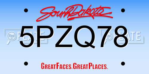 5PZQ78 South Dakota License Plate