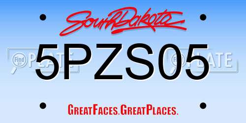 5PZS05 South Dakota License Plate