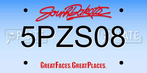 5PZS08 South Dakota License Plate