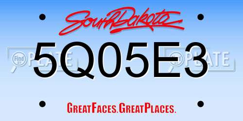 5Q05E3 South Dakota License Plate