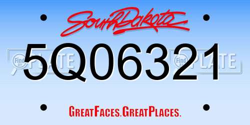 5Q06321 South Dakota License Plate