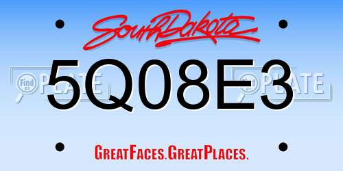 5Q08E3 South Dakota License Plate