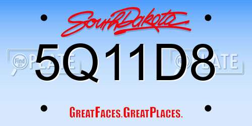 5Q11D8 South Dakota License Plate