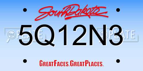 5Q12N3 South Dakota License Plate