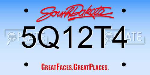 5Q12T4 South Dakota License Plate