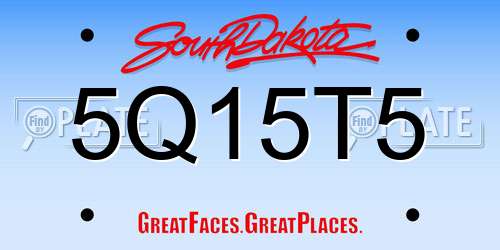 5Q15T5 South Dakota License Plate