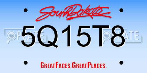 5Q15T8 South Dakota License Plate