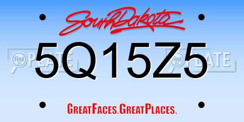 5Q15Z5 South Dakota License Plate
