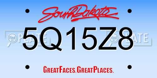 5Q15Z8 South Dakota License Plate