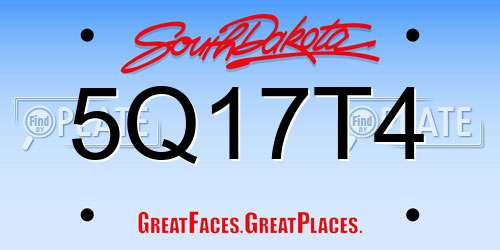 5Q17T4 South Dakota License Plate