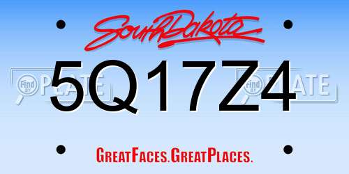 5Q17Z4 South Dakota License Plate
