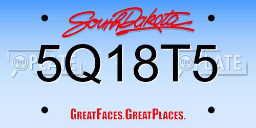 5Q18T5 South Dakota License Plate
