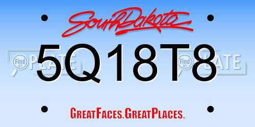 5Q18T8 South Dakota License Plate