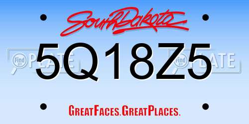 5Q18Z5 South Dakota License Plate