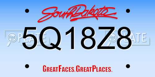 5Q18Z8 South Dakota License Plate