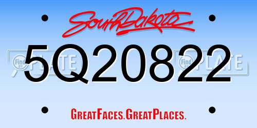5Q20822 South Dakota License Plate