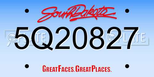 5Q20827 South Dakota License Plate