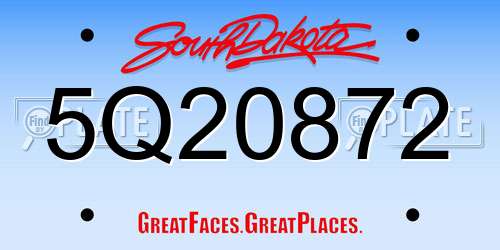 5Q20872 South Dakota License Plate