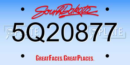 5Q20877 South Dakota License Plate