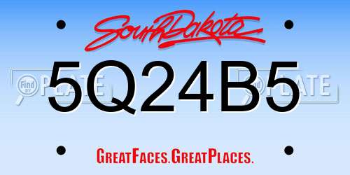 5Q24B5 South Dakota License Plate