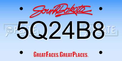 5Q24B8 South Dakota License Plate