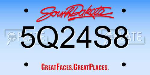 5Q24S8 South Dakota License Plate