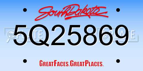 5Q25869 South Dakota License Plate