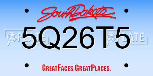 5Q26T5 South Dakota License Plate