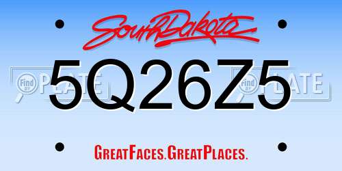 5Q26Z5 South Dakota License Plate