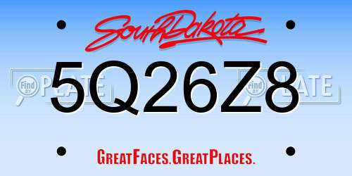 5Q26Z8 South Dakota License Plate