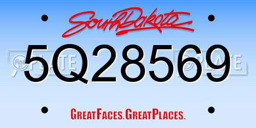 5Q28569 South Dakota License Plate