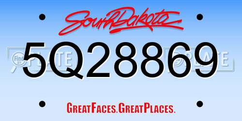 5Q28869 South Dakota License Plate