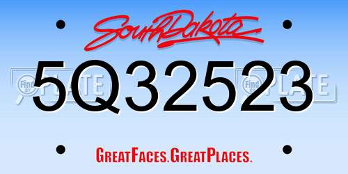 5Q32523 South Dakota License Plate