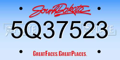 5Q37523 South Dakota License Plate