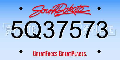 5Q37573 South Dakota License Plate