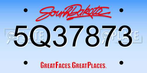 5Q37873 South Dakota License Plate