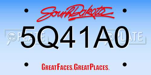 5Q41A0 South Dakota License Plate