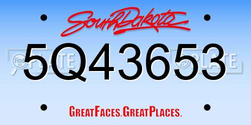 5Q43653 South Dakota License Plate