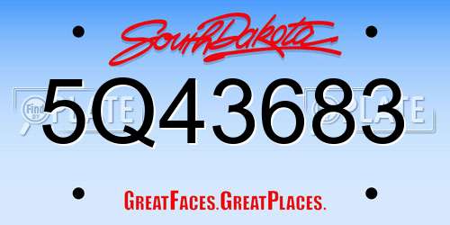 5Q43683 South Dakota License Plate