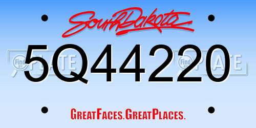 5Q44220 South Dakota License Plate